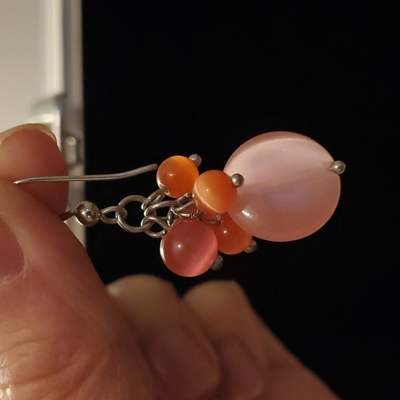 Earrings, Pink Glass Beads - Picture 4 of 4